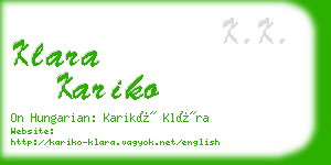 klara kariko business card